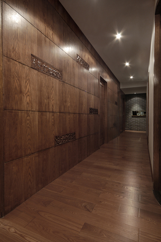 135平古朴中式风格走廊装修效果图