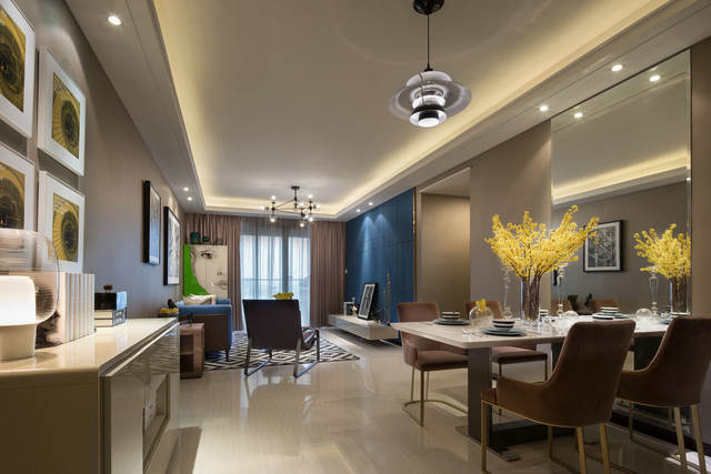 现代简约样板房客餐厅装修效果图