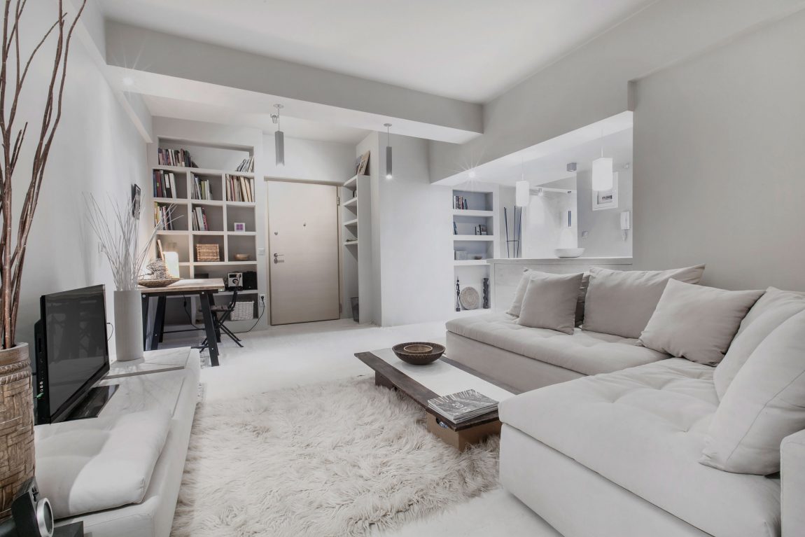 白灰色现代公寓客厅装修效果图