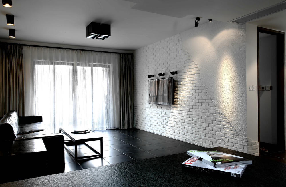 黑白现代简约客厅装修效果图
