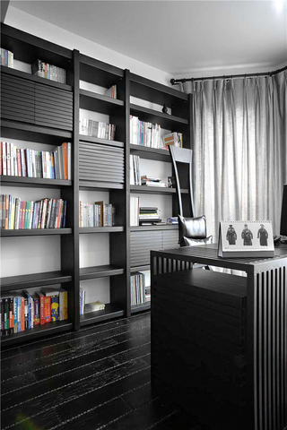 黑白现代简约书房装修效果图