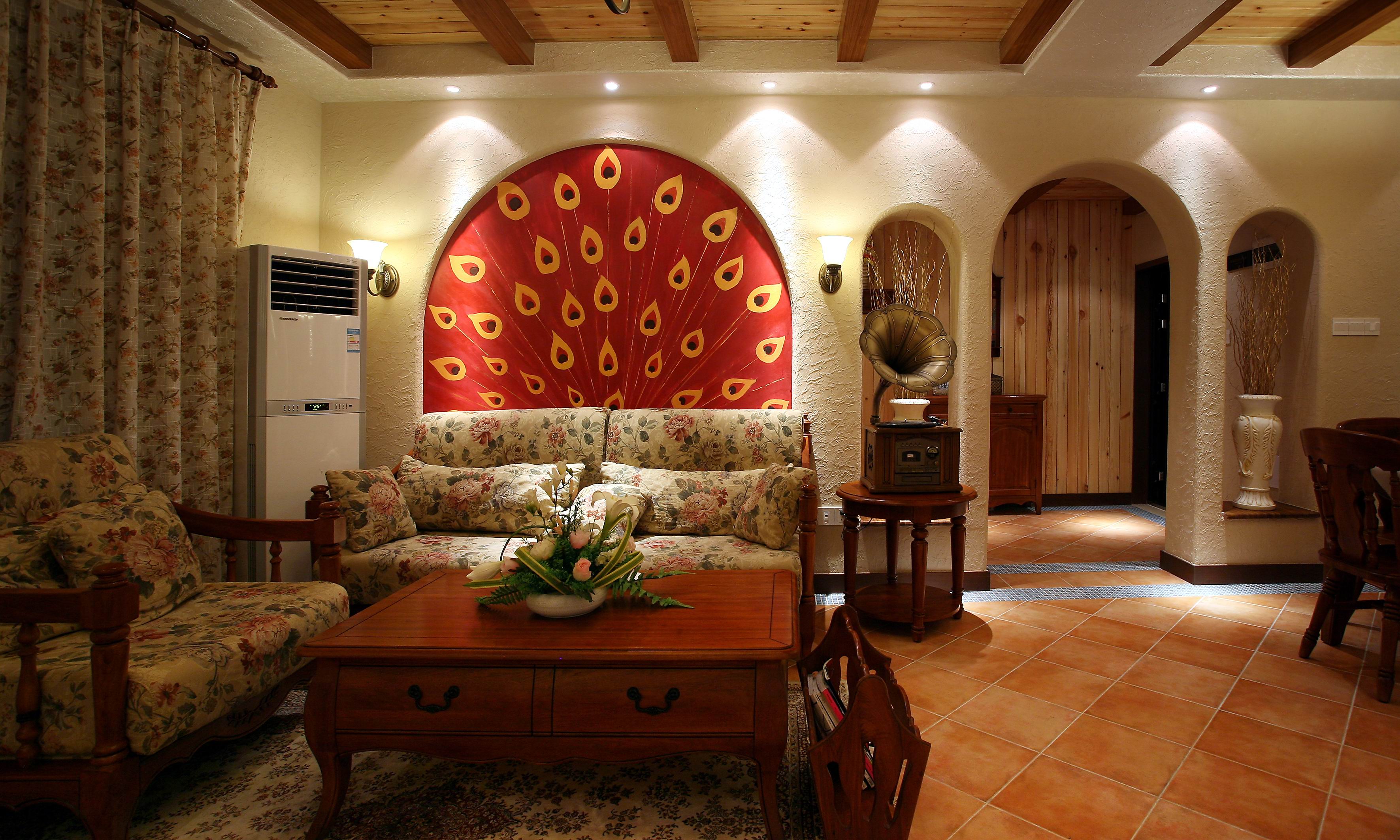 三居室装修,120平米装修,10-15万装修,地中海风格,沙发背景墙,暖色调