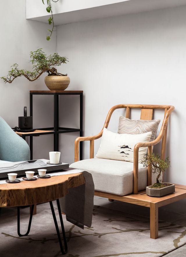 大户型新中式风茶室装修设计图