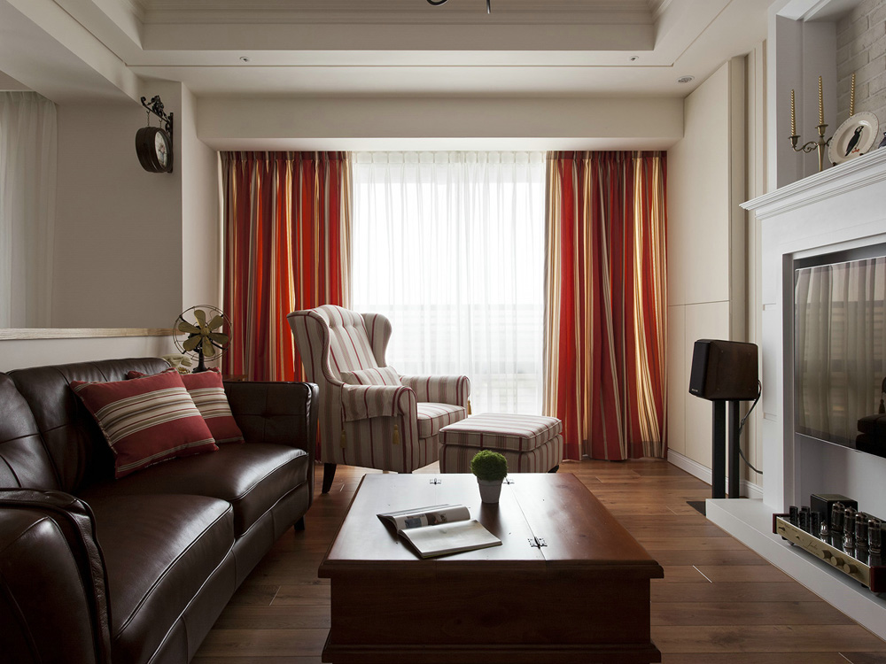 110平米装修,三居室装修,10-15万装修,美式风格,现代简约风格,窗帘