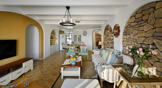 地中海美式混搭风格客厅装修效果图