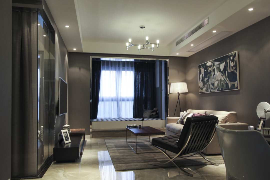 灰色调现代风二居客厅装修效果图