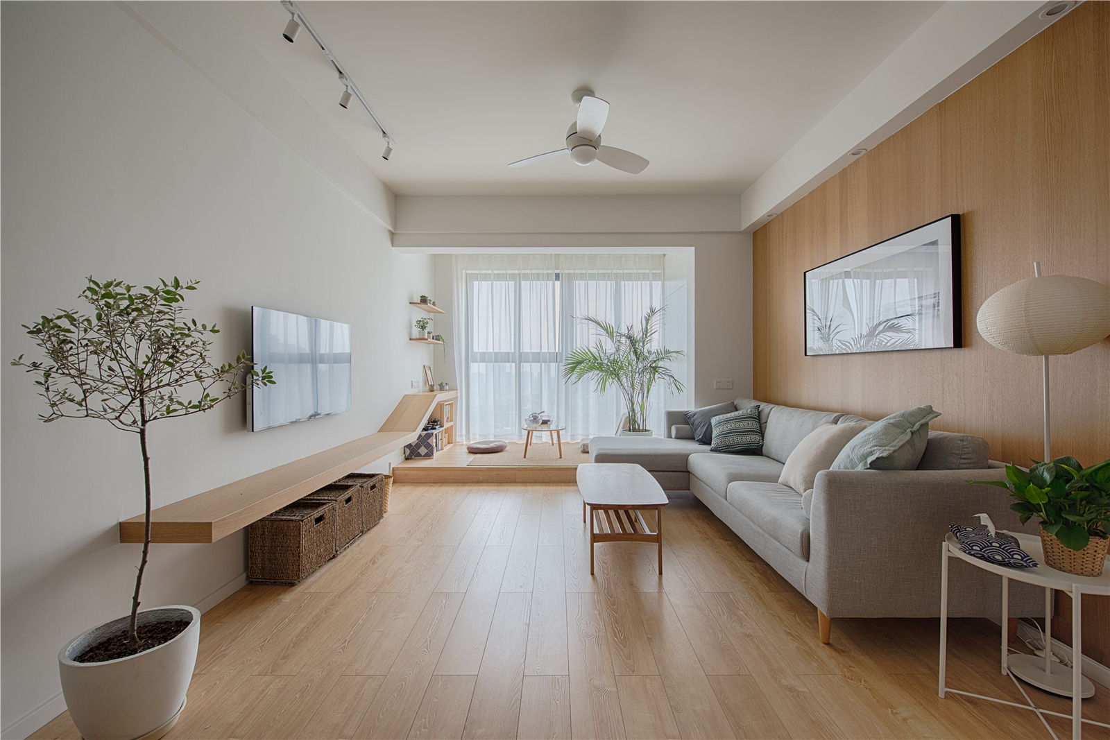 极简日式风格三居客厅装修效果图