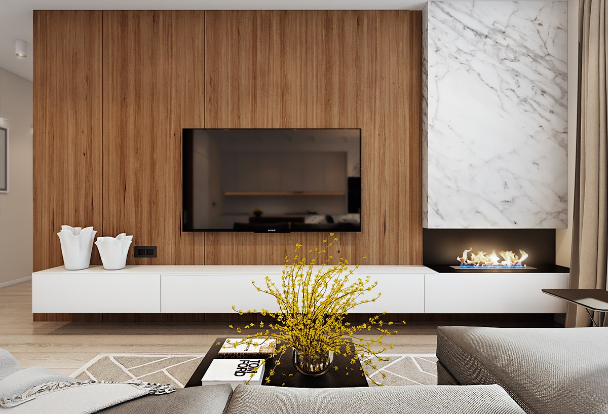 三居室现代公寓电视背景墙装修效果图