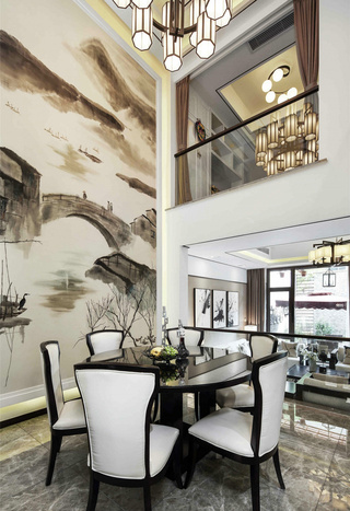 新中式风格别墅餐厅装修效果图