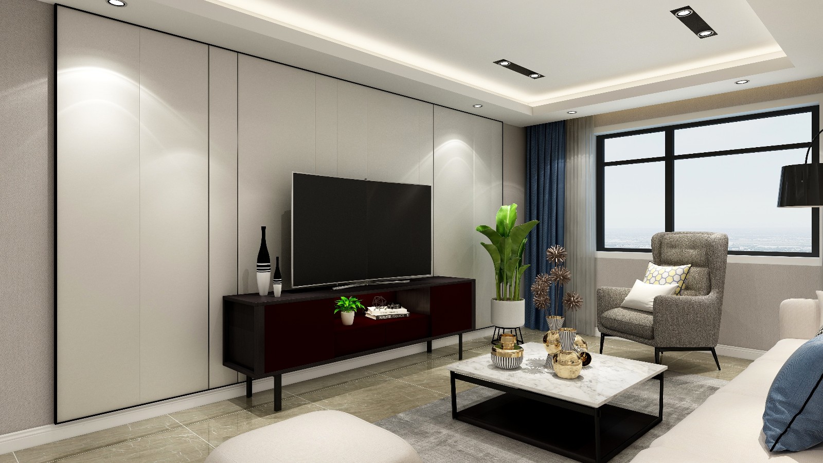 装修效果图_现代极简装修案例效果图-齐家典尚装修