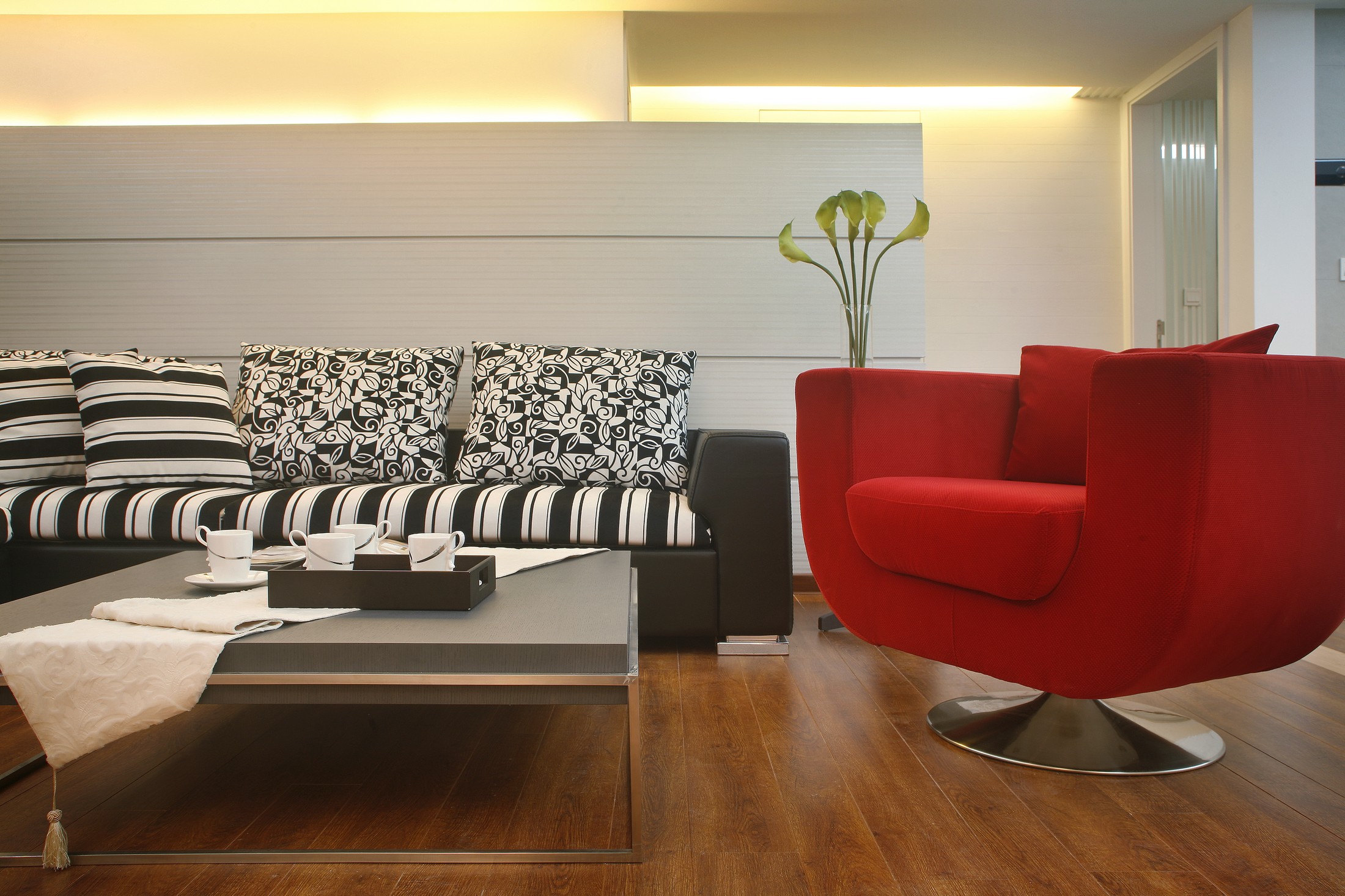 现代简约风三居室装修沙发设计图