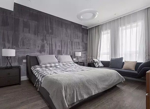 深灰色床配床单效果图图片