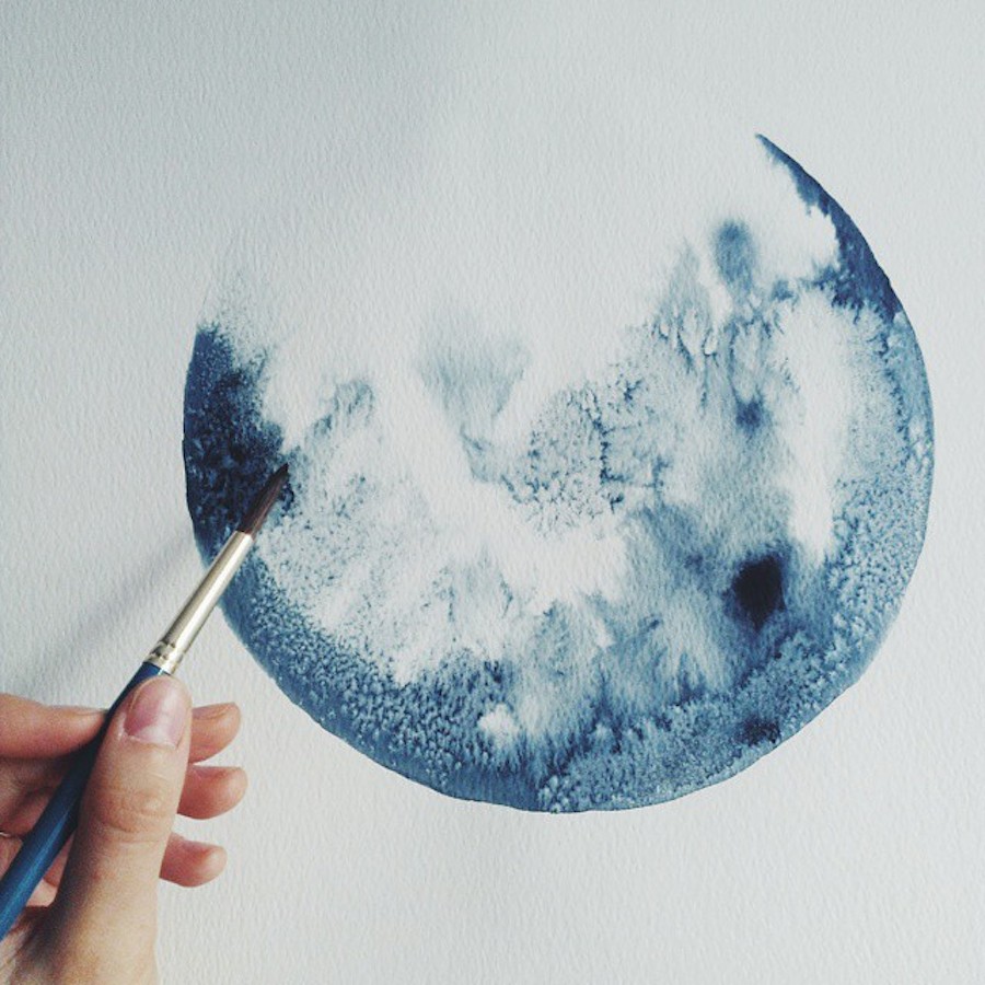 月亮画法 水粉图片