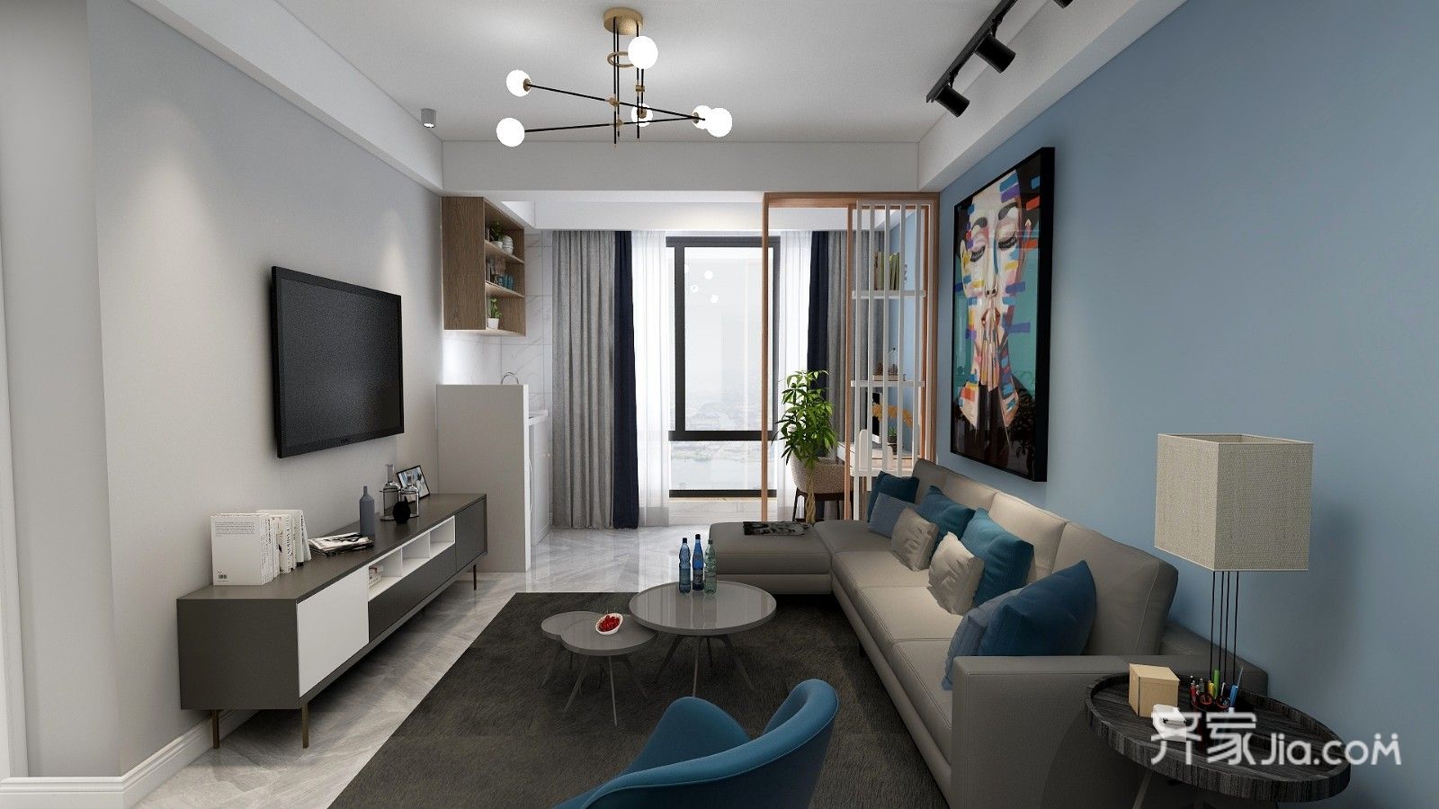 66现代两房装修效果图,二房小户型设计装修案例效果图-齐家网