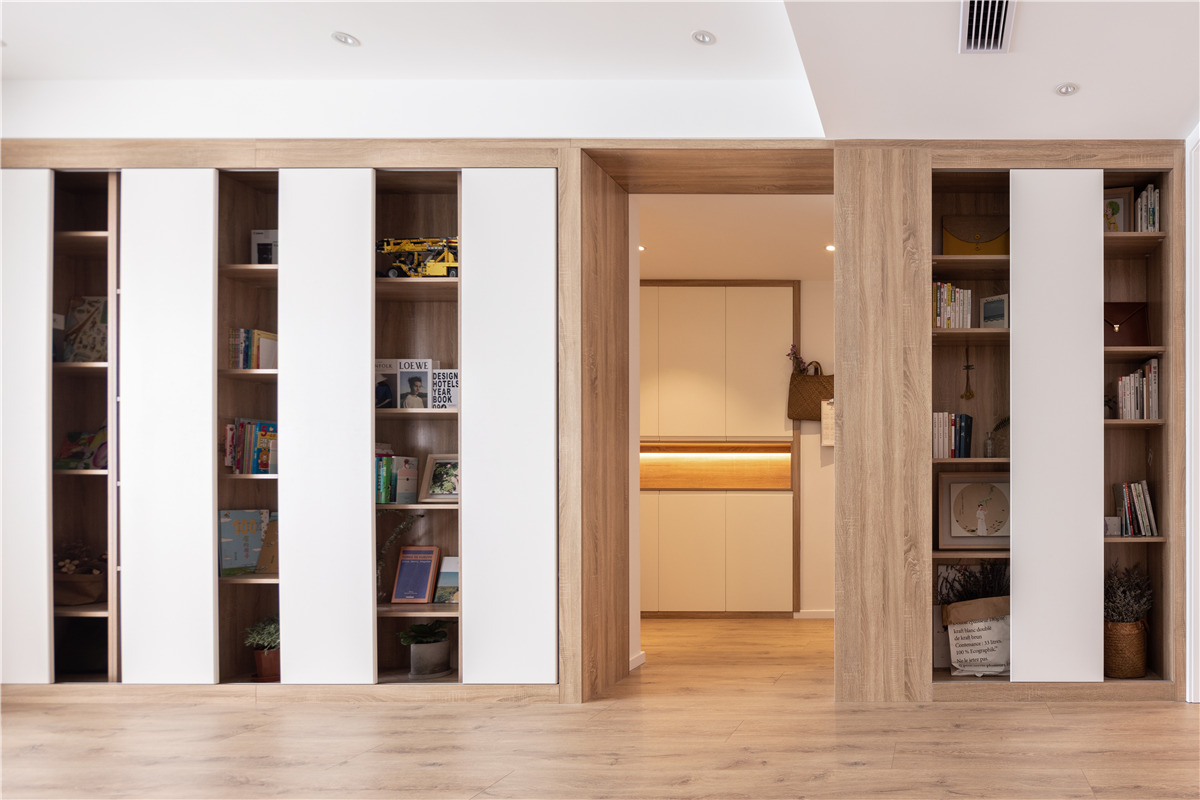 北欧风格三居室装修书柜设计图