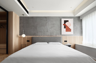140平原木现代风卧室装修效果图