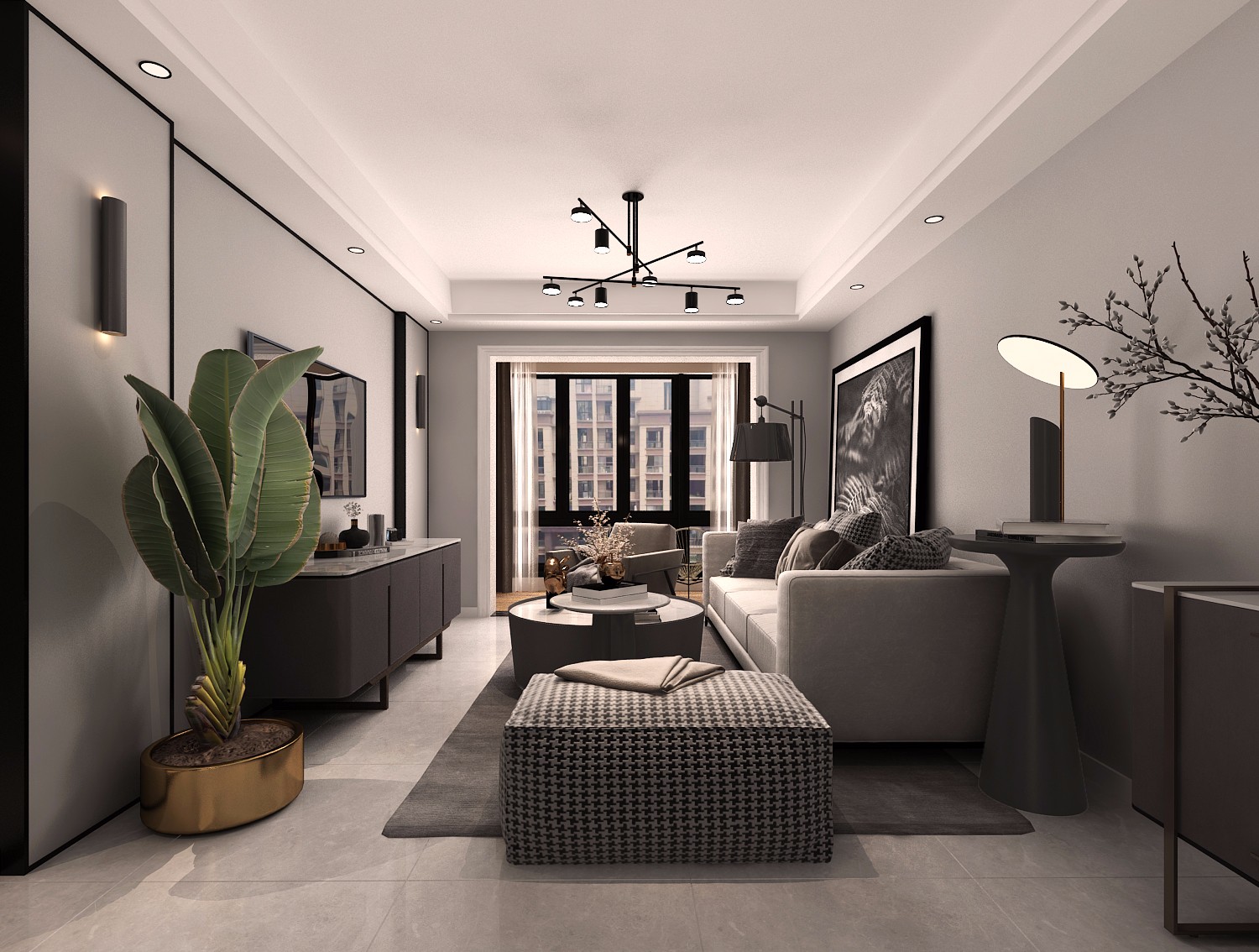 13万90平米现代三房装修效果图,现代高级灰装修案例效果图-齐家装修网