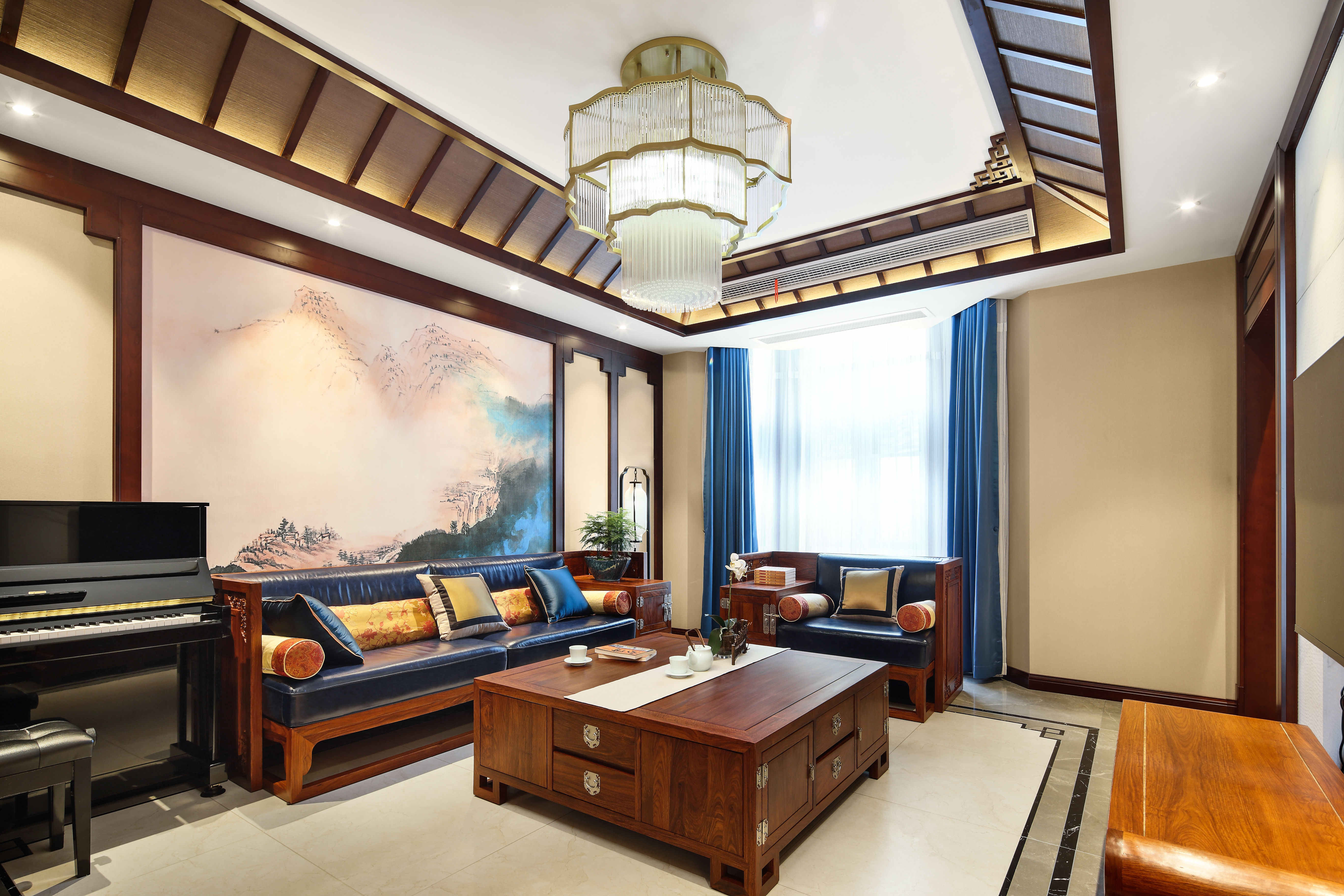 新中式风别墅客厅装修效果图