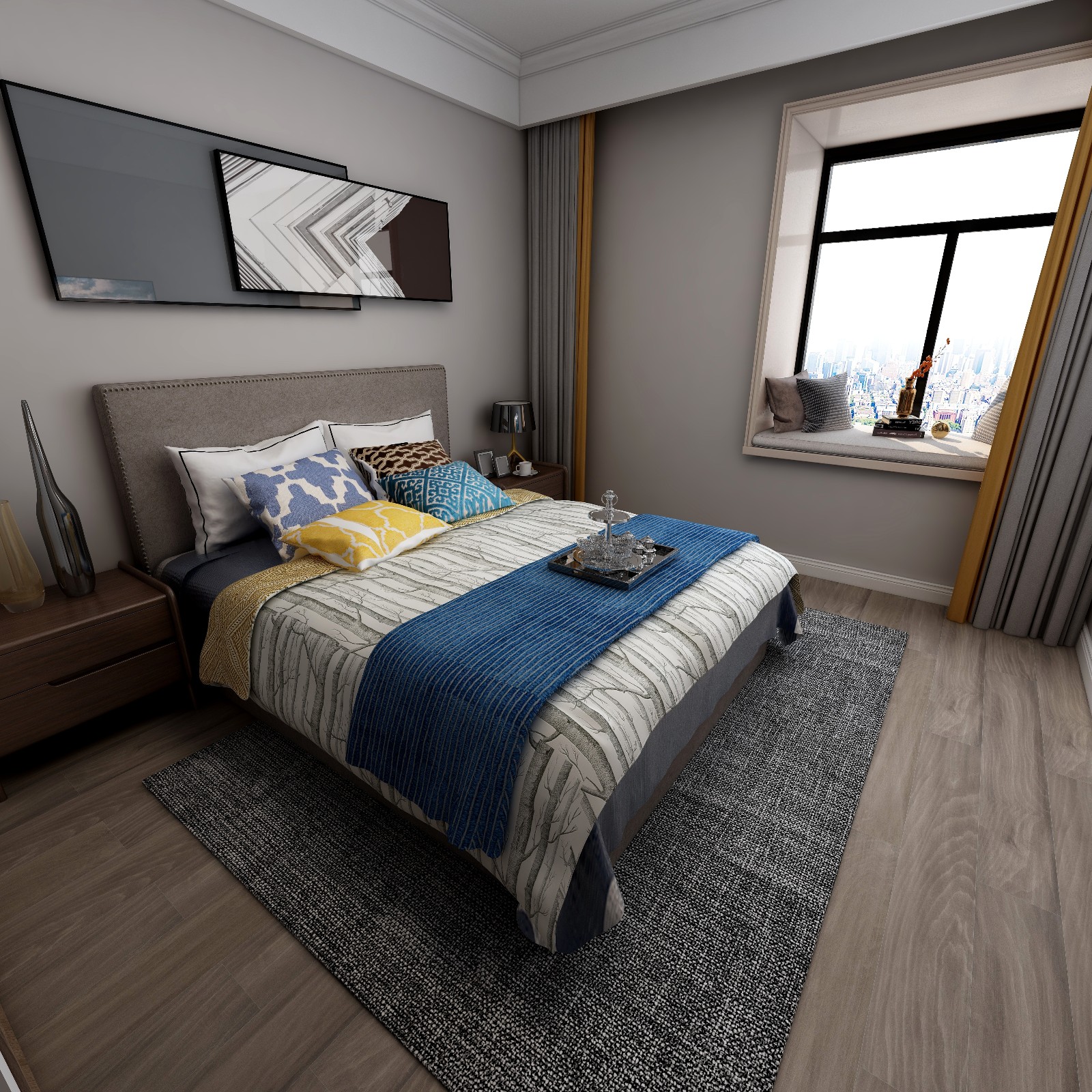 101现代三房装修效果图,一方新城装修案例效果图-齐家装修网