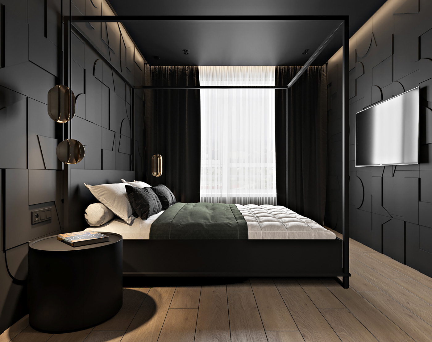简约现代卧室，黑白来塑高雅气质 - 爱丨家淘小铺设计效果图 - 每平每屋·设计家
