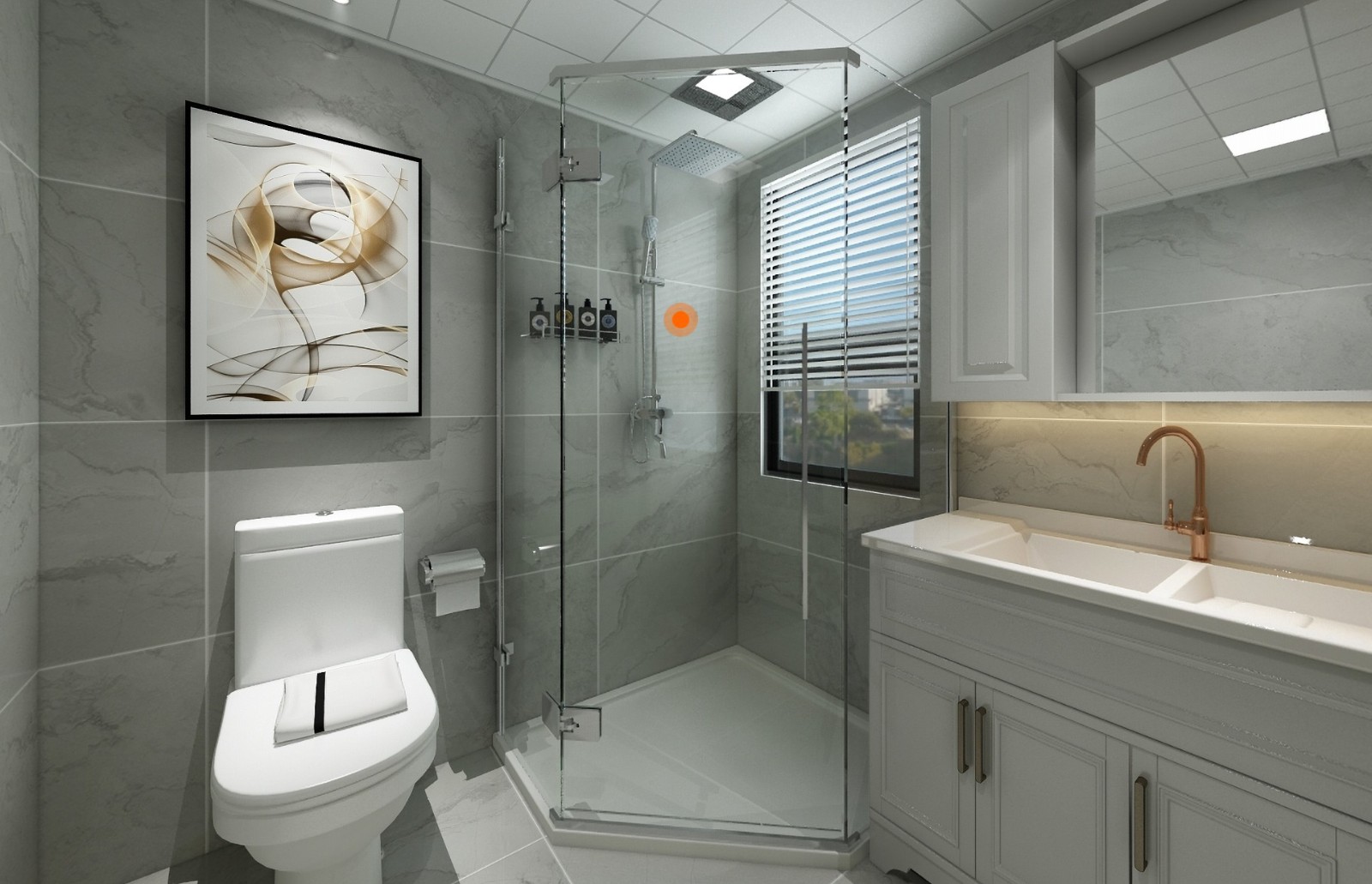 主卫空间比较紧凑,整体效果简单大方.