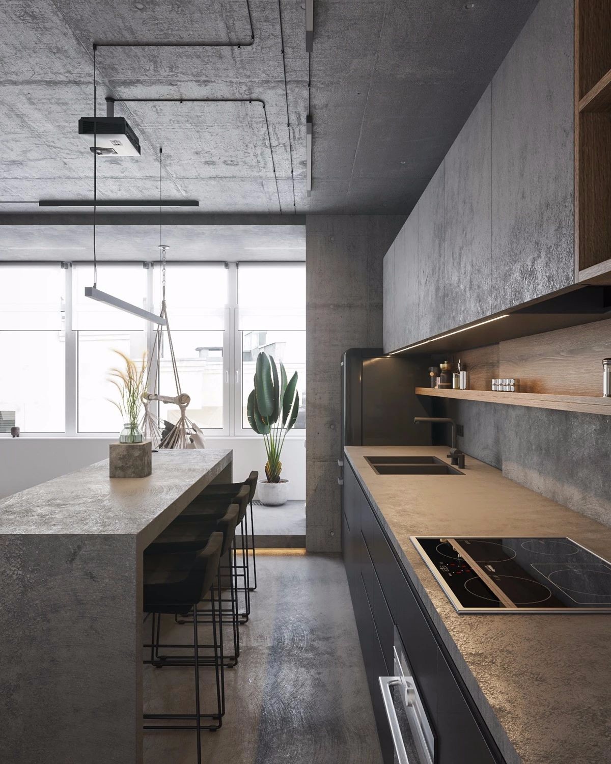 21万80平米工业两房装修效果图,裸装空间可以很温馨装修案例效果图