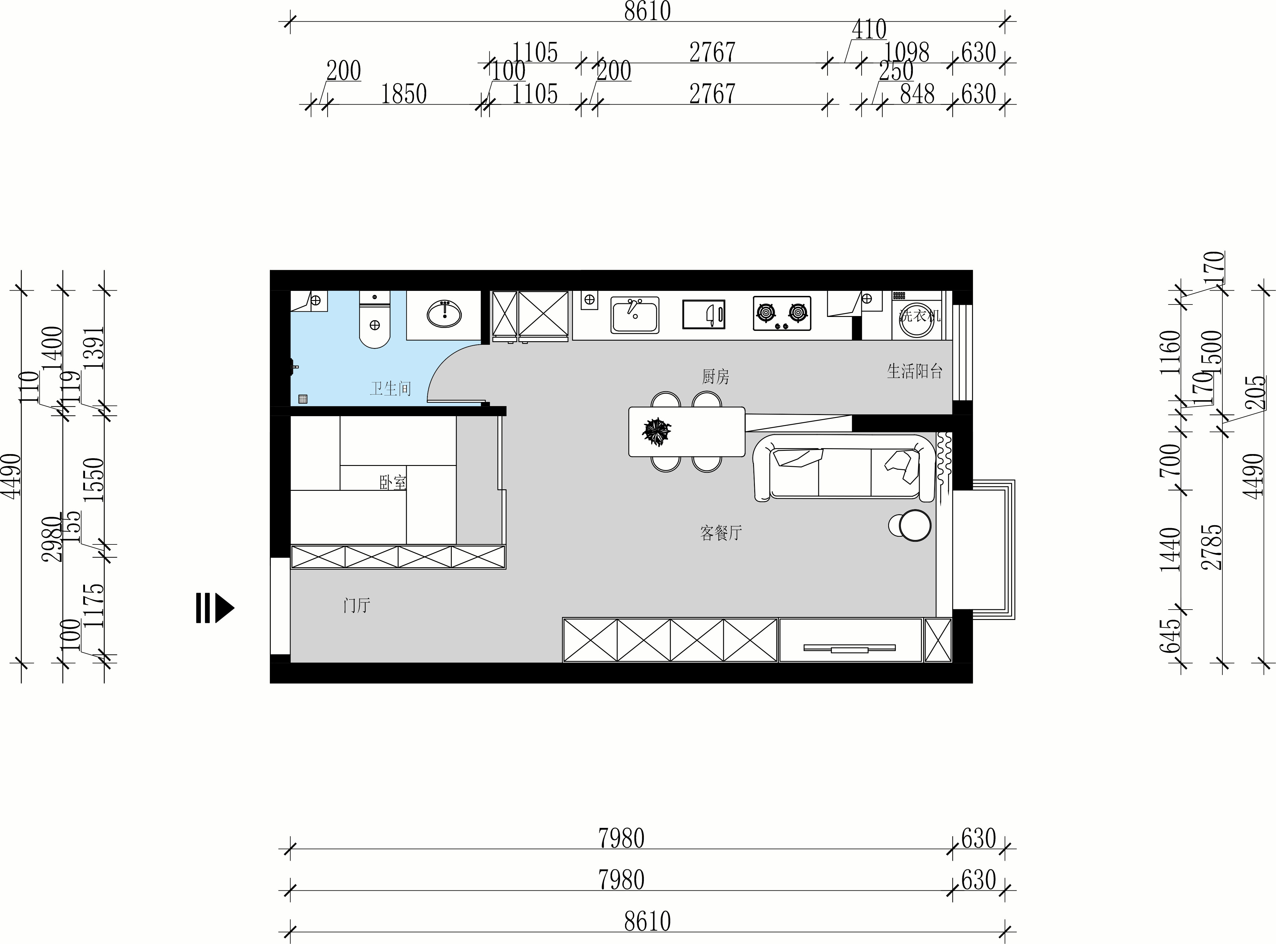 40平米一居室 小户型客厅卧室一体装修设计效果图欣赏_设计456装修效果图