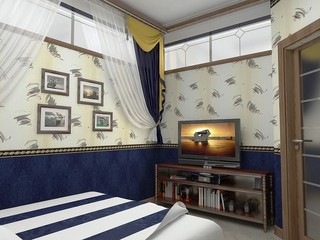 经典地中海风情卧室背景墙欣赏