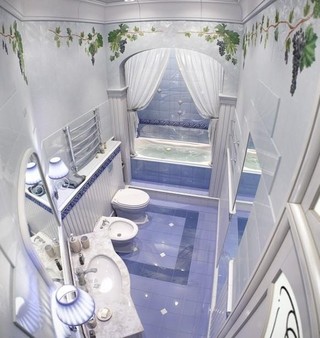 欧式华丽高贵紫浴室俯瞰图