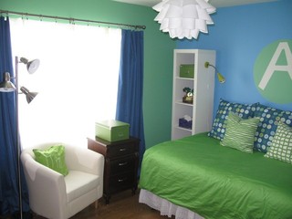 地中海风格蓝绿相配卧室图