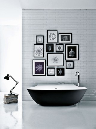 典雅黑白灰 北欧风浴室背景墙设计