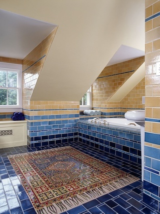 清爽地中海风浴室 马赛克瓷砖效果图