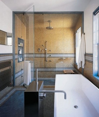 现代混搭风卫生间带淋浴房设计