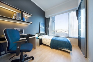 现代地中海风情 蓝色卧室效果图