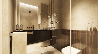 中性色混搭风浴室 镜面背景墙设计