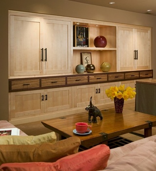 现代日式客厅整体收纳柜设计