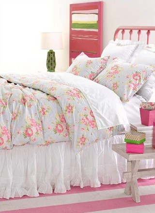 粉色韩式田园风 小卧室床品设计