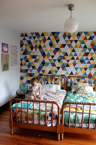 怀旧美式儿童房 彩色几何图效果图