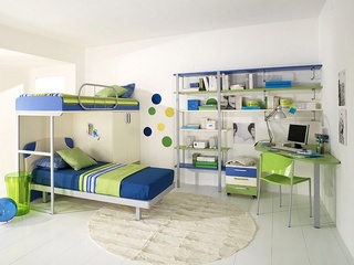 蓝绿现代家居儿童房装饰欣赏