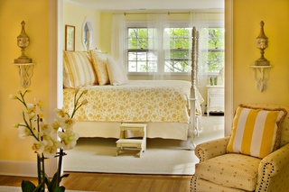 地中海风格卧室 浪漫黄色系隔断设计