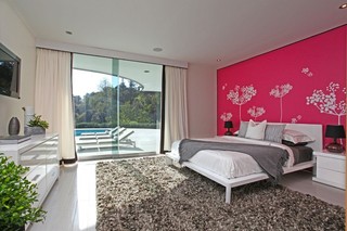 浪漫简欧风别墅 手绘卧室背景墙设计