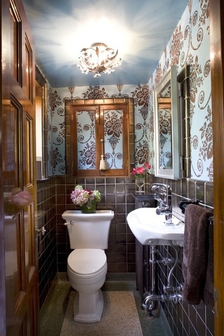 古典欧式浴室 花纹背景墙效果图