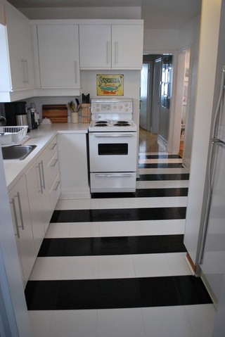 黑白时尚简约厨房地砖设计
