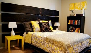 复古东南亚风情卧室 黑色木质背景墙设计