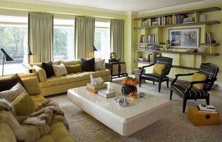 淡绿色怀旧美式客厅效果图