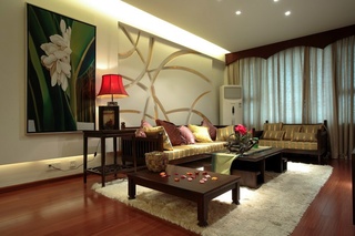 内敛中式客厅 典雅沙发背景墙设计
