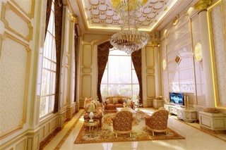 金碧辉煌宫廷欧式 挑高客厅整体设计
