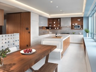 实木现代简约复式餐厨房设计