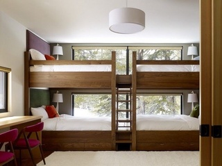 实木美式儿童房双人床效果图