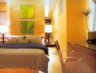 活力橙混搭风卧室背景墙设计